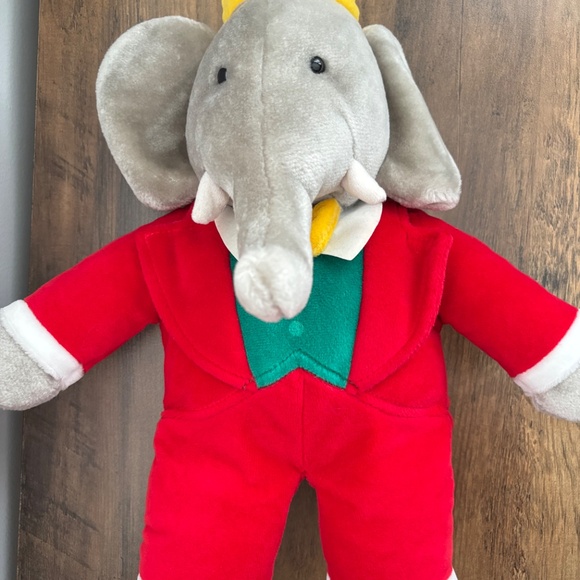VINTAGE 1988 King BABAR Elephant Red Tuxedo Crown 14” Plush Christmas Toy Gund - Picture 4 of 14